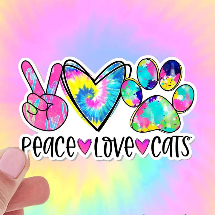 Peace Love Cats Sticker for Cat Lovers Cat Lover Gift for wholesale by Otto's Grotto