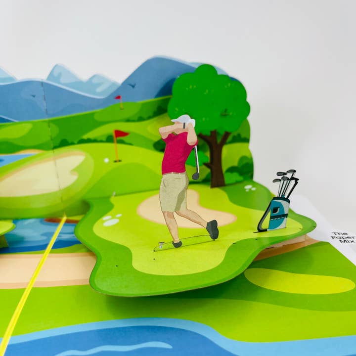 GOLF TIME POP UP GREETING CARD, 3D Pop Up Card, Handmade for wholesale by The Paper Mix