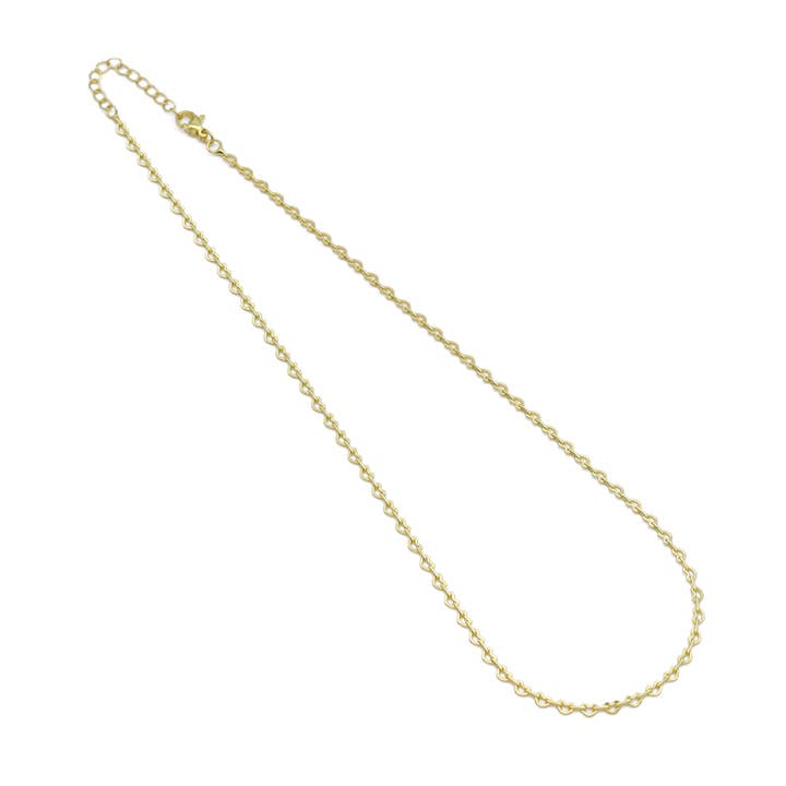 Gold Heart Link Chain Necklace, Sku#LD585 for wholesale by BestBeads&Beyond
