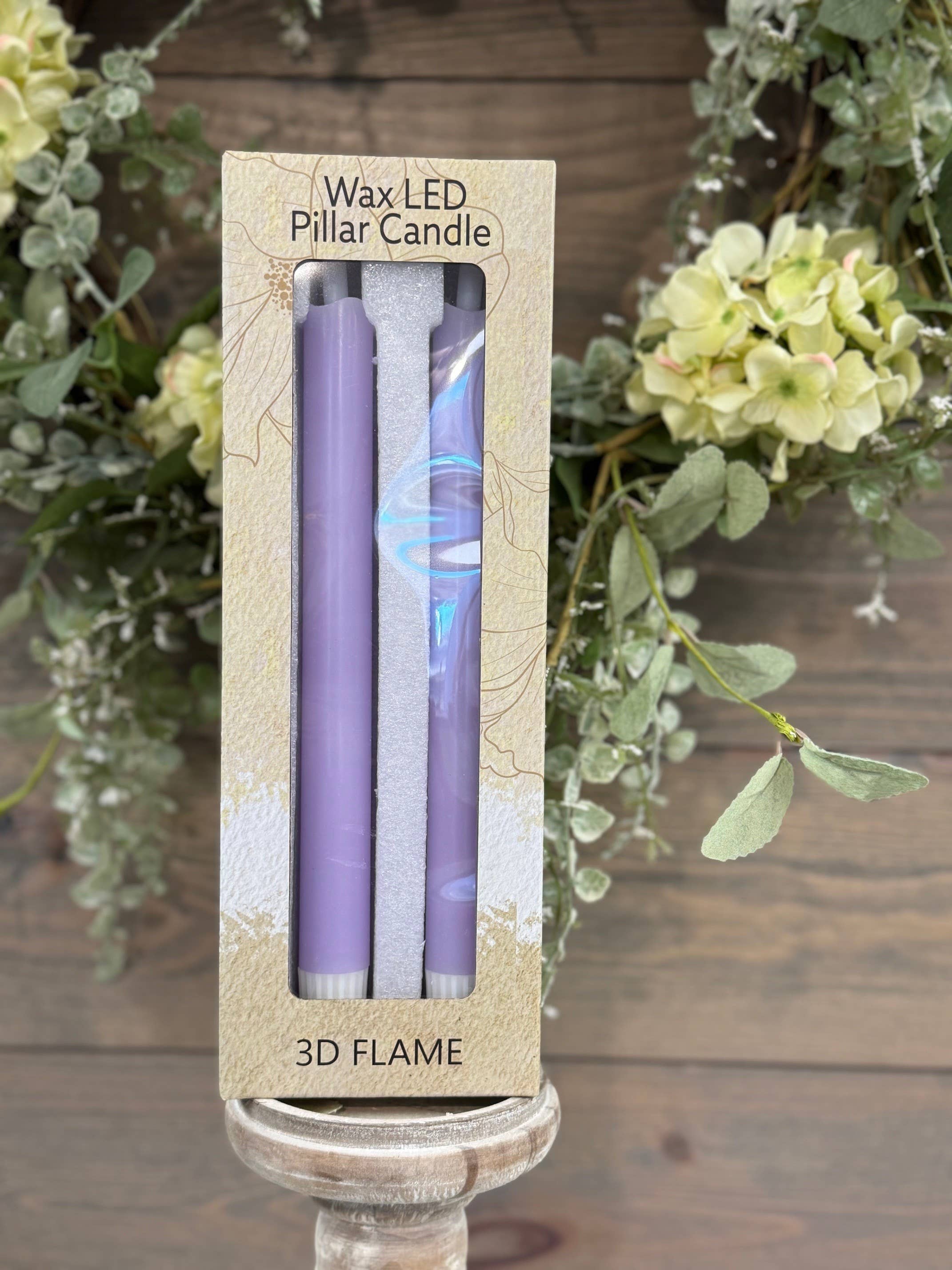 Wholesale Home Decor – Großhandel Konische Kerze/Kerzenhalter – Lavendel Stabkerze 3D Realistische Flamme 10 Zoll 2er Pack1