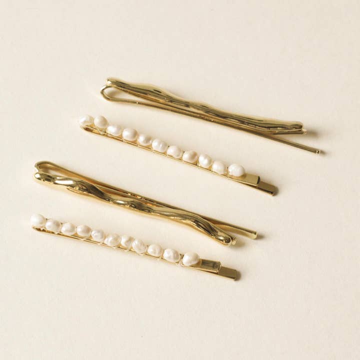 nar'sha – Engroshandel Hårnål - Dame – Bobbynåle i metalhår med ferskvandsperle | Sæt med 40