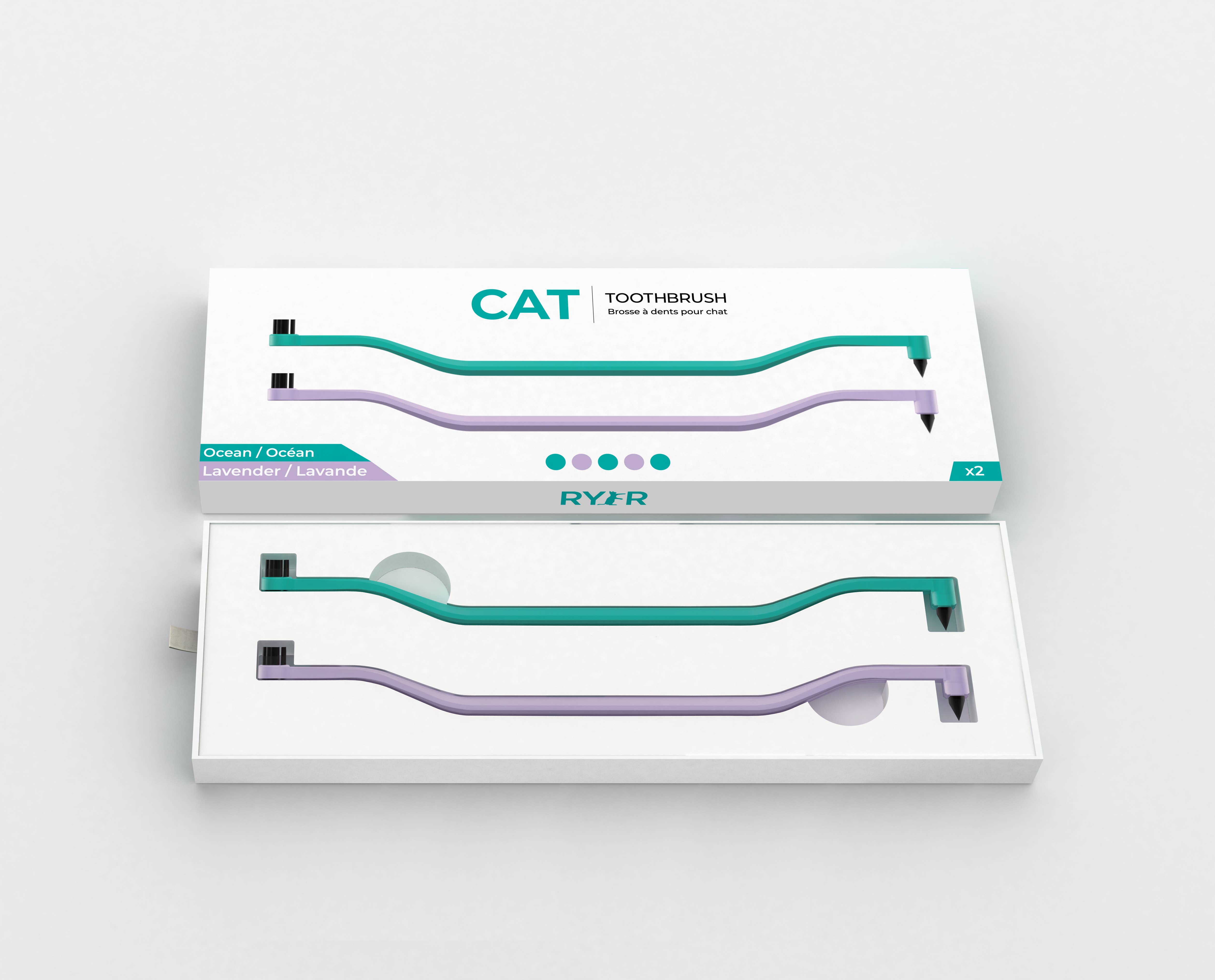 RYERCAT - Wholesale Pet Brush - Cat/Dog - Pack of 2 Cat Toothbrush Micro Head & Dual Sided7