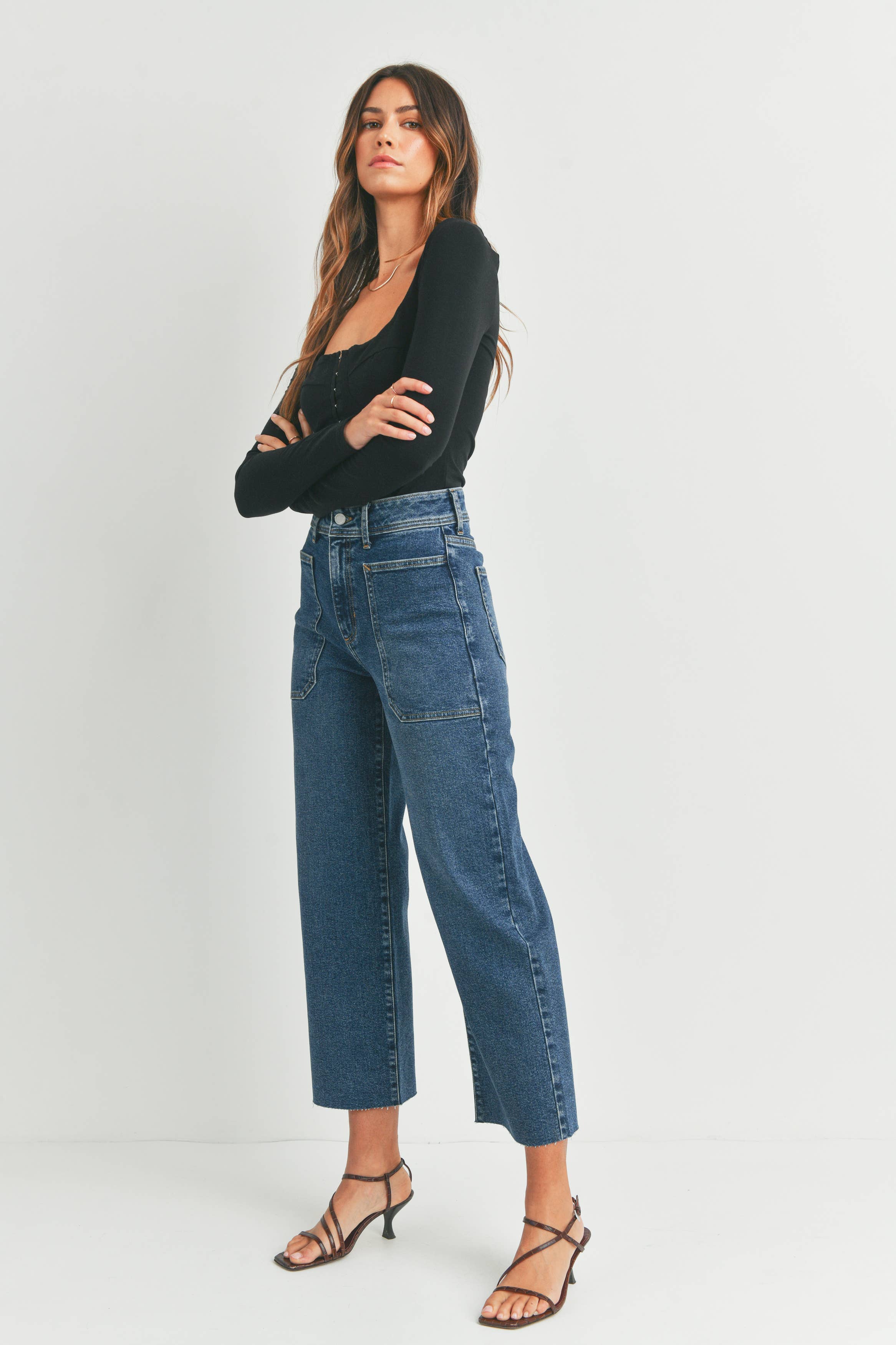 JUST BLACK DENIM - Wholesale Jeans - Women's - BP353J - DK - HR Utility Wide Leg2