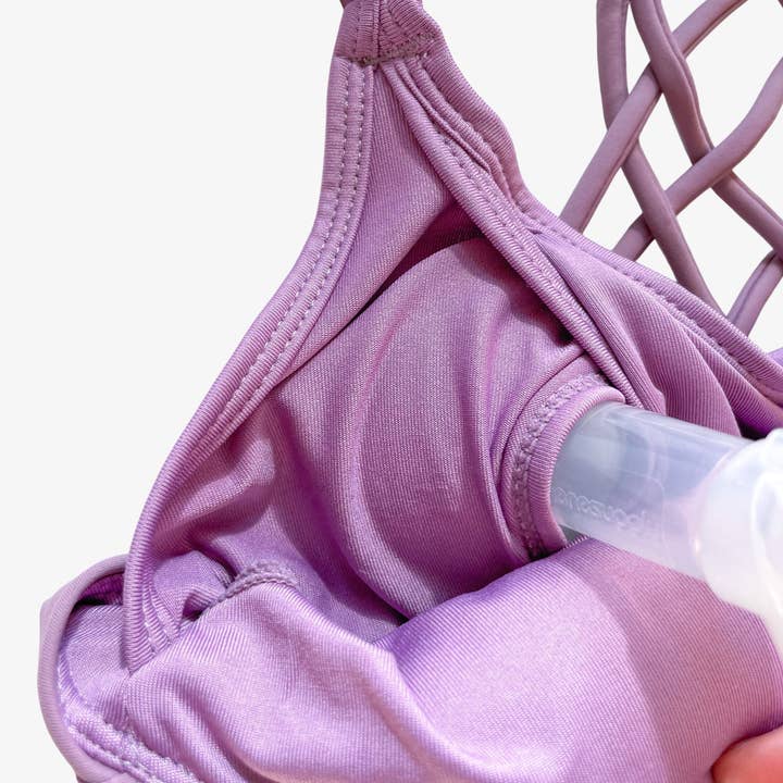 Océane - Exclusive Hands Free Pumping Sports Bra (Lavender Smoke) for wholesale by Sweat & Milk