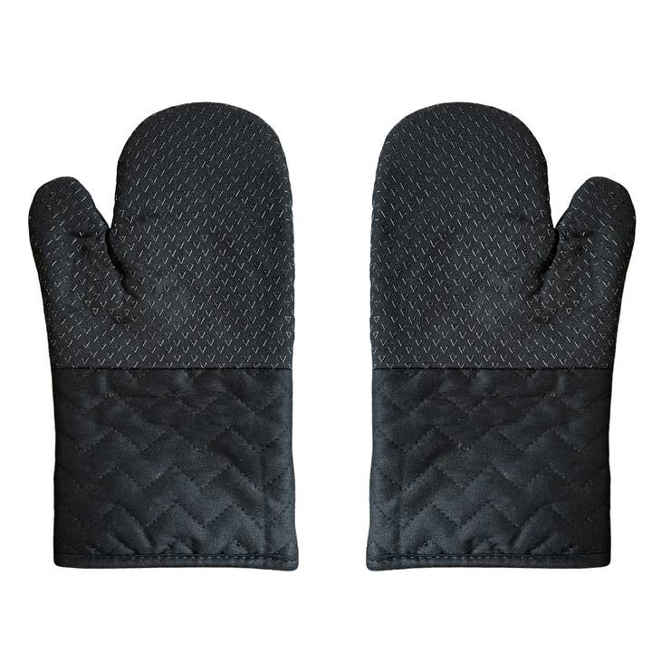 home mart goods - Wholesale Oven mitt/pot holder - Black Heat Resistant Soft Quilted Oven Mitts With Silicone1