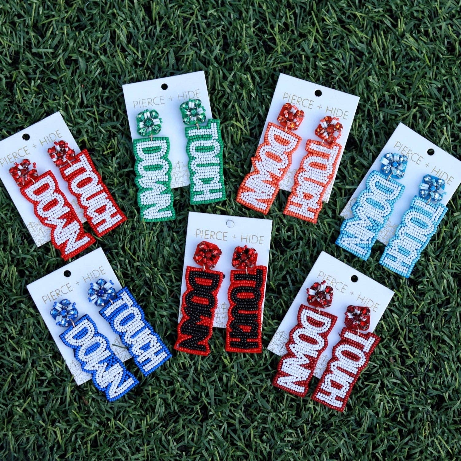 Pierce + Hide - Wholesale Dangle Earrings - Custom Beaded Touch Down Earring| Game Day Earrings| Football5