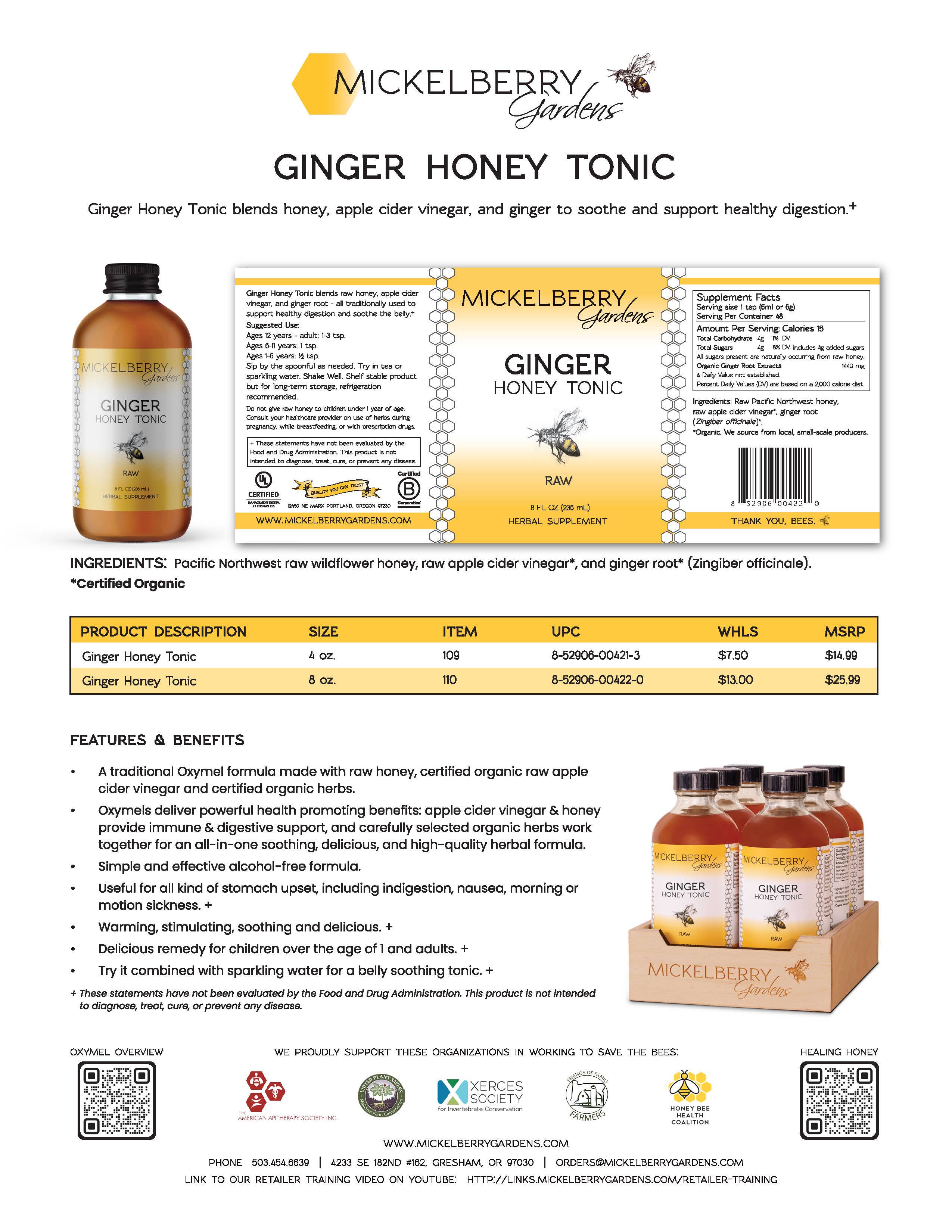 Mickelberry Gardens - Wholesale Tincture - Ginger Honey Tonic — promotes healthy digestion5