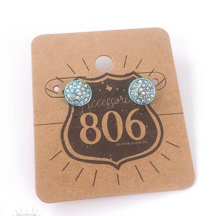 Round rhinestone post earring for wholesale by Pink Panache Brands