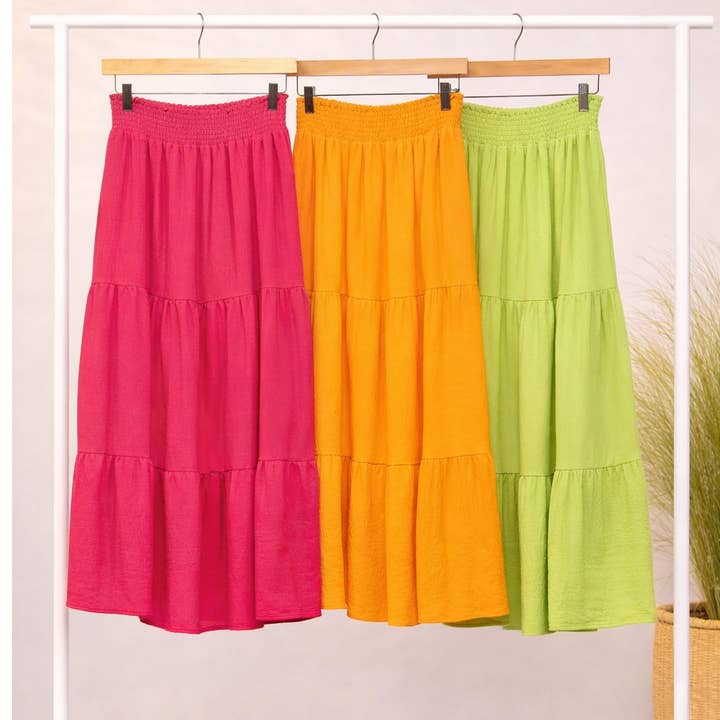 SOLID AIRFLOW EASY WAIST MAXI SKIRT for wholesale by Winslow Collection