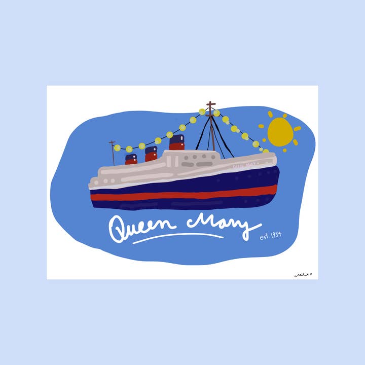 Queen Mary Art & Long Beach California Postcards for wholesale by Mister Lychee Co