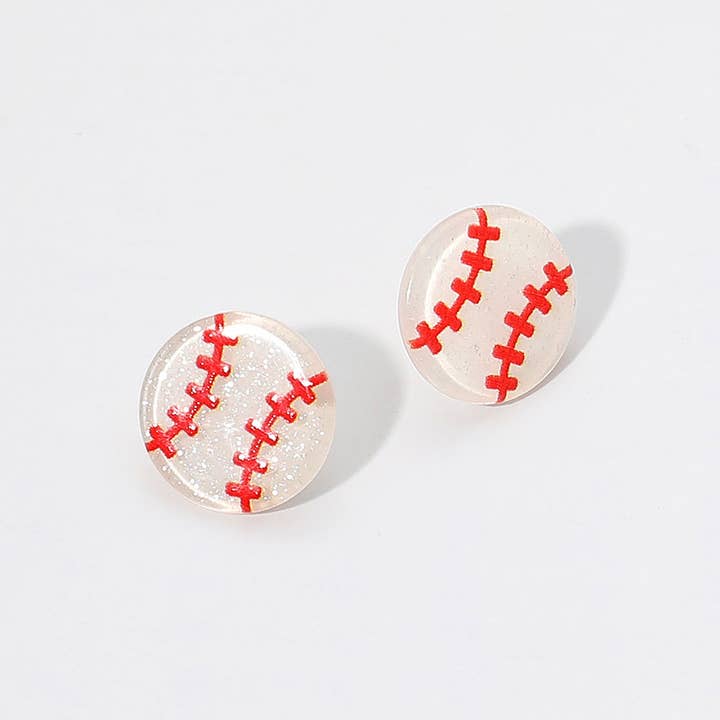 Sensibling Corp. - Vente Clous d'oreille - Boucles d'oreilles clous en résine pailletée en forme de baseball