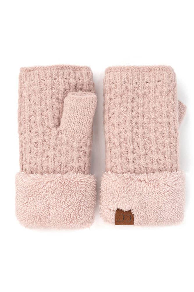 Hana - Wholesale Gloves - Women's - C.C Smocking Stitch Pattern Fingerless Gloves2