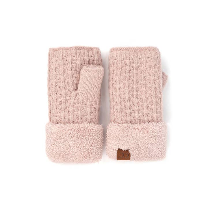 Hana - Wholesale Gloves - Women's - C.C Smocking Stitch Pattern Fingerless Gloves2