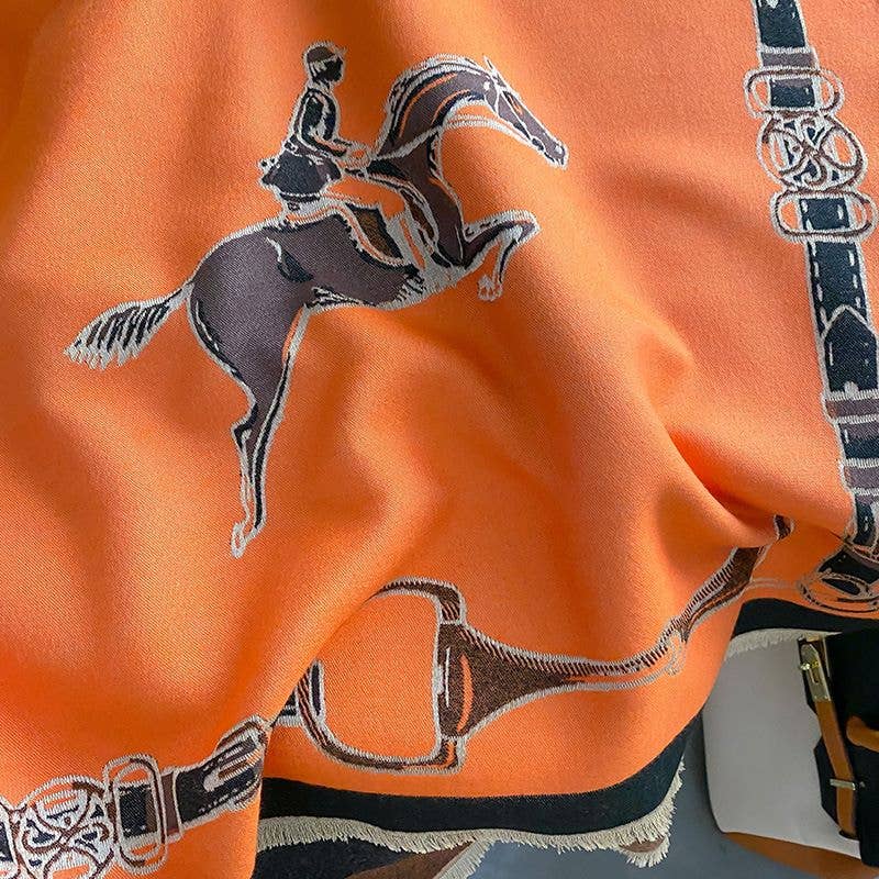 JPC Equestrian - Wholesale Scarf - Women's - AWST Int'l Hunter Horses Acrylic Cashmere Scarf2