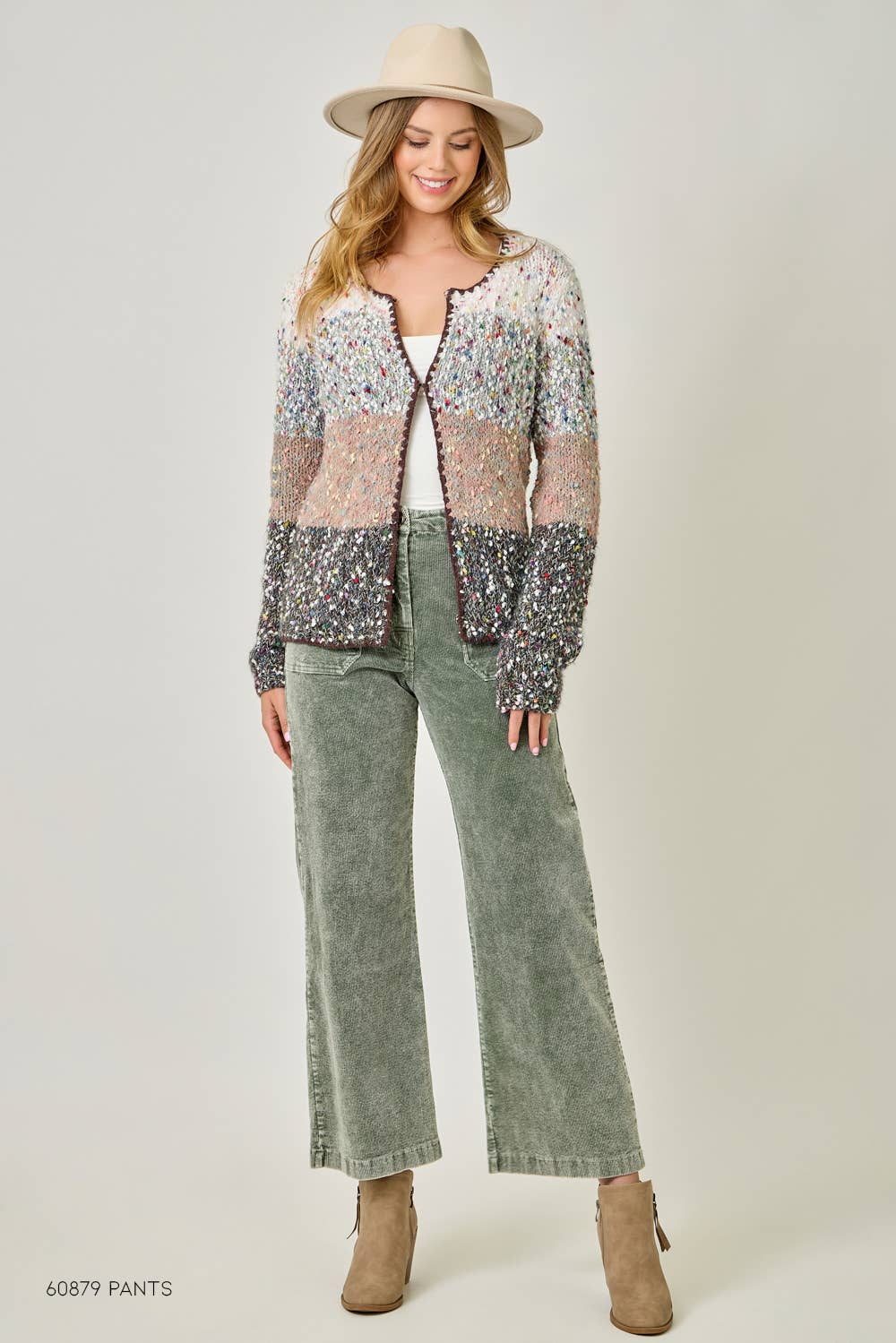 Mystree - Wholesale Cardigan - Women's - 61203 Melange Color Blocked Cardigan 14