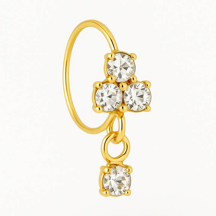 3 Stein zierlicher kleiner Edelstein baumelnder goldener Nasenring für ein durchstochenes Nasenloch für den Großhandel von Ava’s Accessory Box