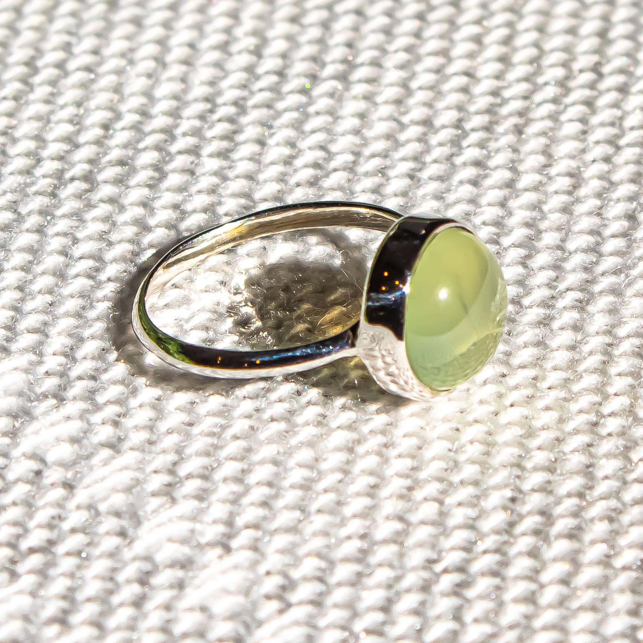 Quasar Gems USA - Wholesale Single Stone/Solitaire Ring - Prehnite Gemstone Sterling Silver Ring Round2