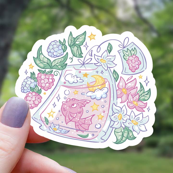 Berry Tea Bag Aesthetic Sticker - 3" for wholesale by Mimic Gaming Co