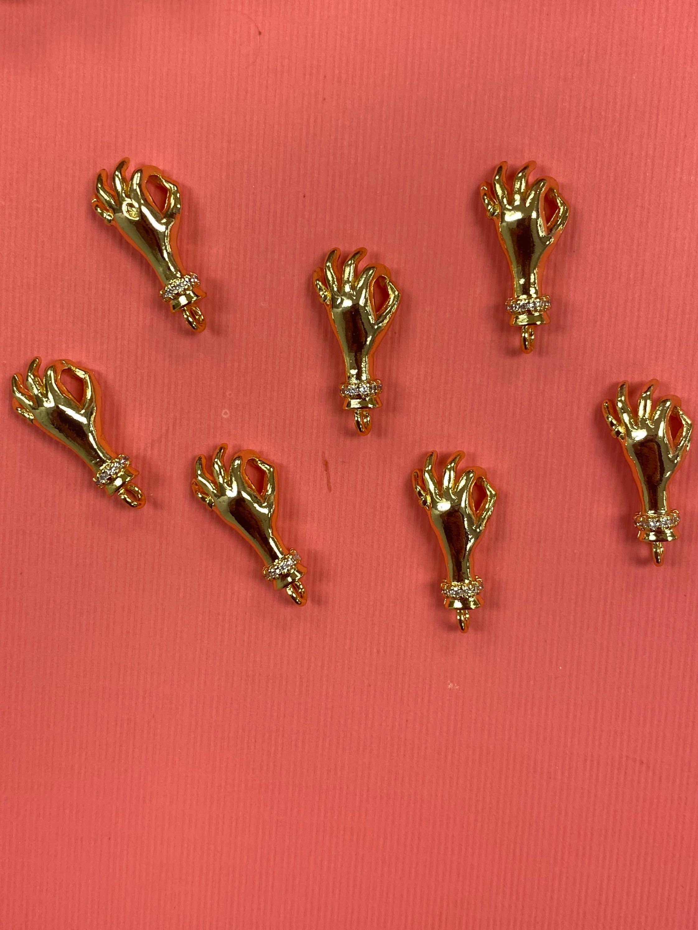 The Bead Bazaar - Wholesale Individual Charm/Pendant - F-You Hand Symbol Charm, I Love You Hand Gesture, Hand Gold9