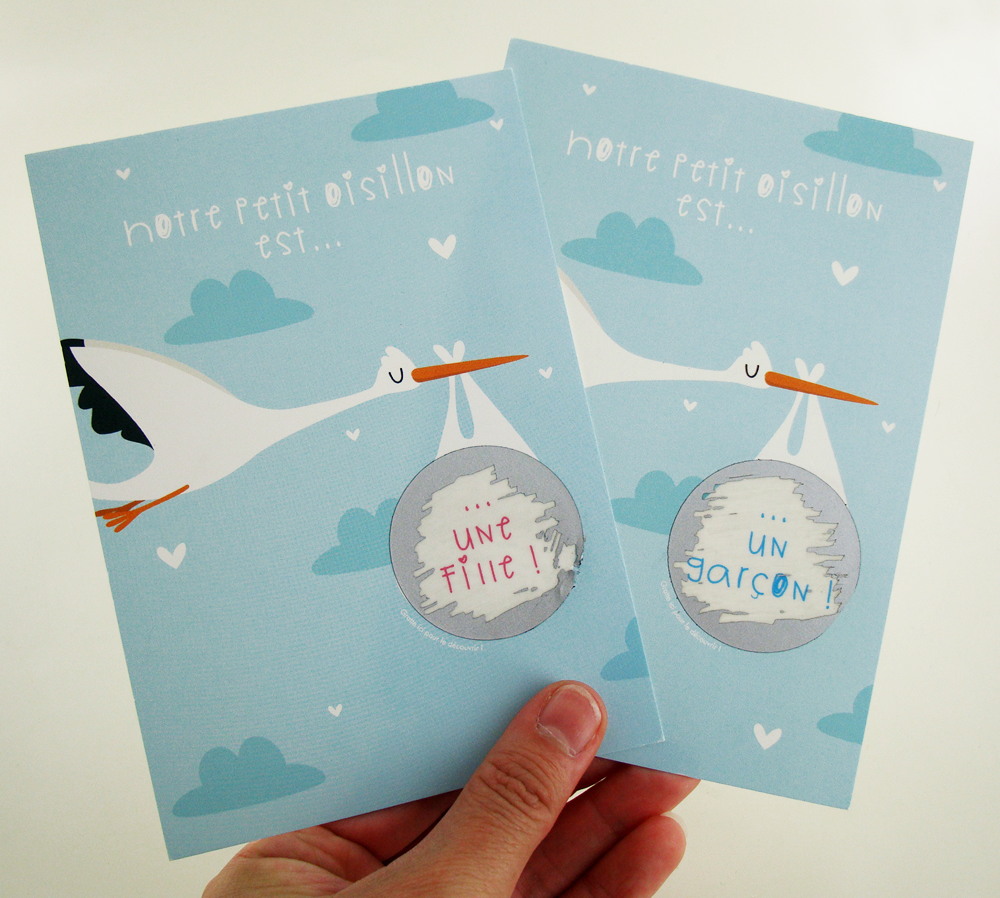 Mimosa Chroma - Wholesale Baby Card - Scratch card announces baby's gender - stork4