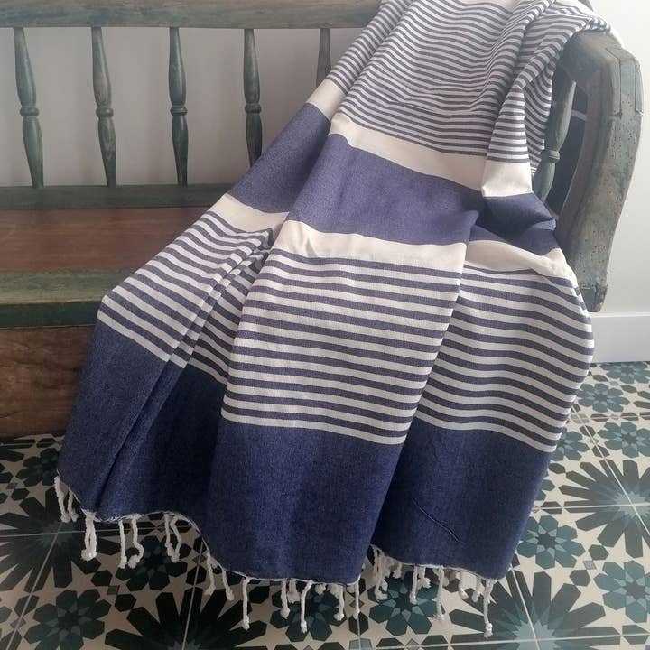 KASALUZ - Wholesale Picnic Blanket - Fouta XXL Canela Grey 2 x 3 m 100% cotton flat weave