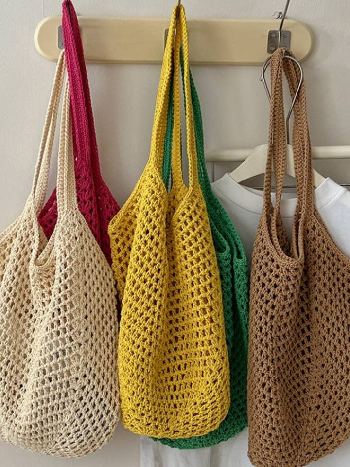 Sac d'épaule de plage simple uni ajouré DPB1724 pour la vente par Dipped Shop