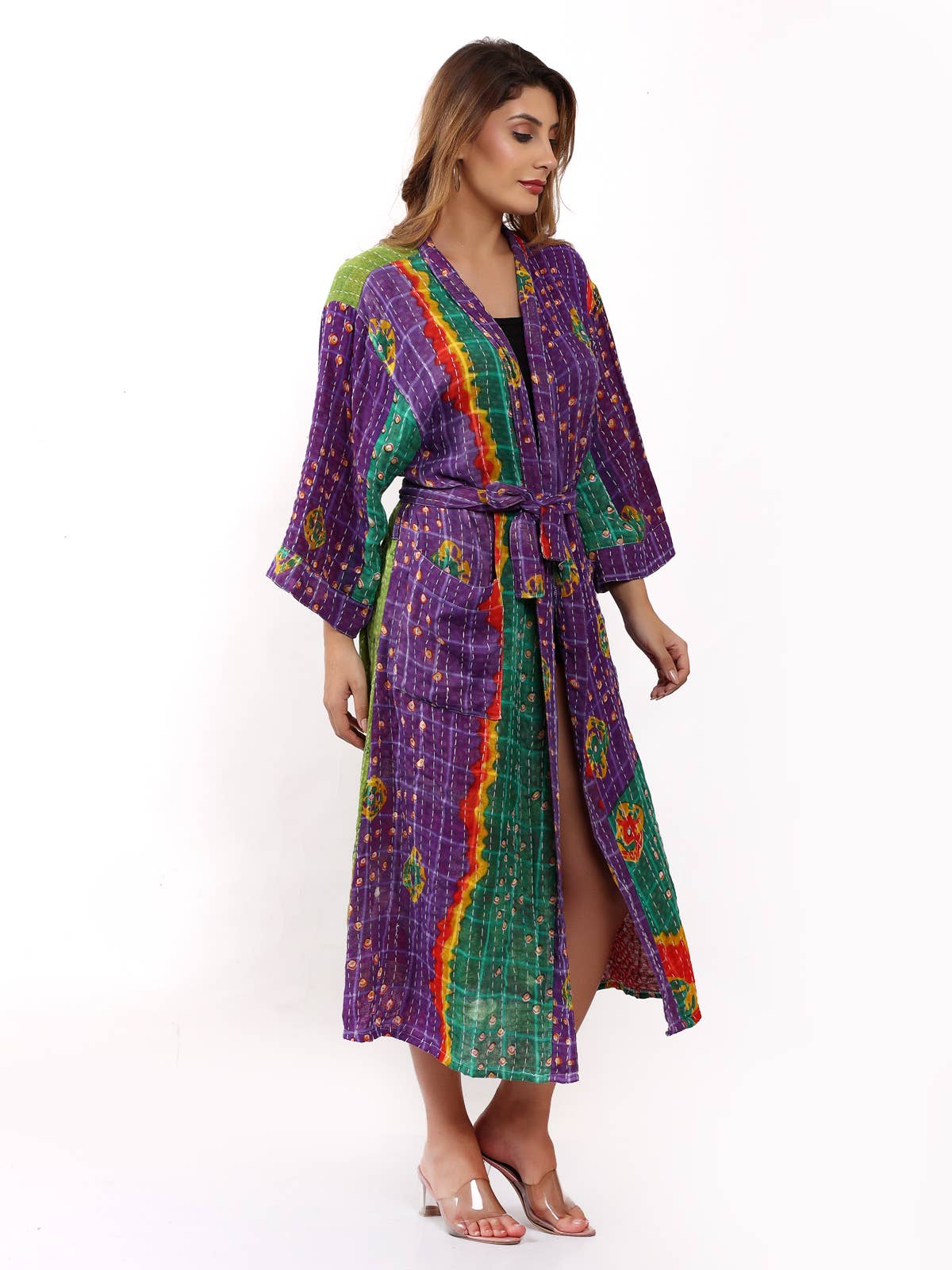 Wevez – Robe - Mulher por atacado – Lote por Atacado de Casacos Vintage Kantha Estampados para Mulheres11