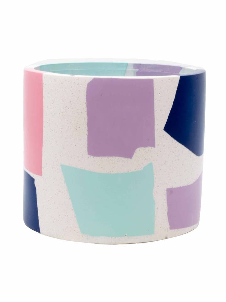 Blue & Pink Chunky Chip Plant Pot for wholesale by Salt Studios
