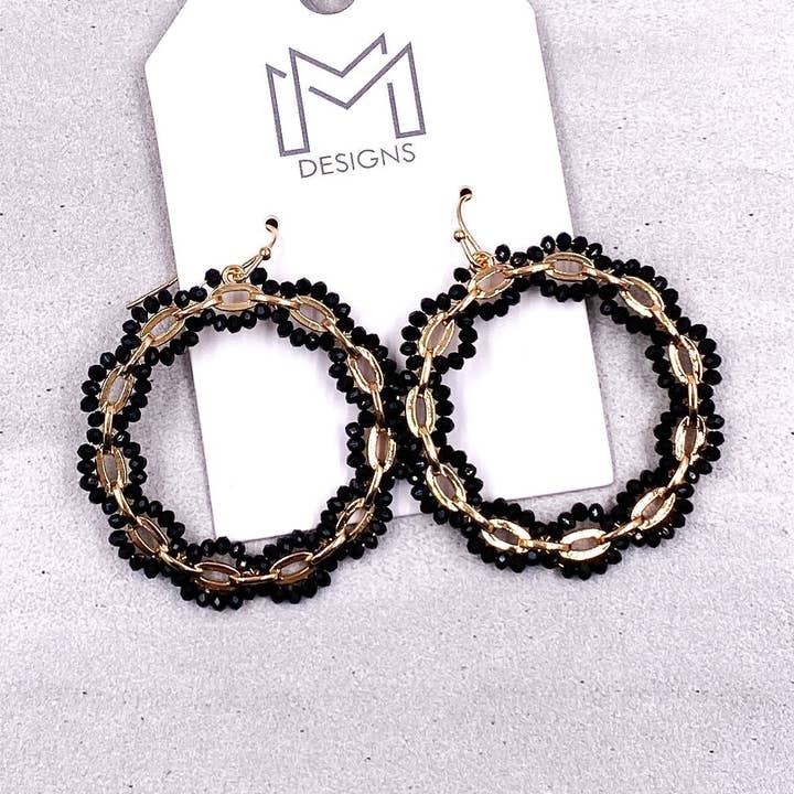 Boucles d'oreilles Chaney - Noir pour la vente par MM Designs