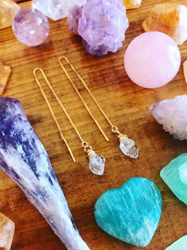 GOLD FILLED Threader earrings // HERKIMER for wholesale by Wingostarrjewelry