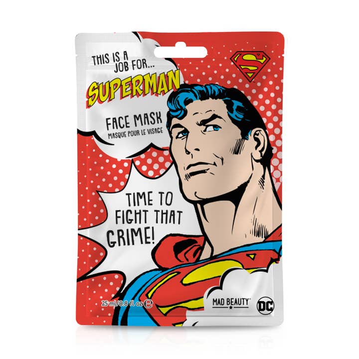 Mad Beauty Warner DC Superman Face Mask - 12 pc for wholesale by Mad Beauty USA LLC
