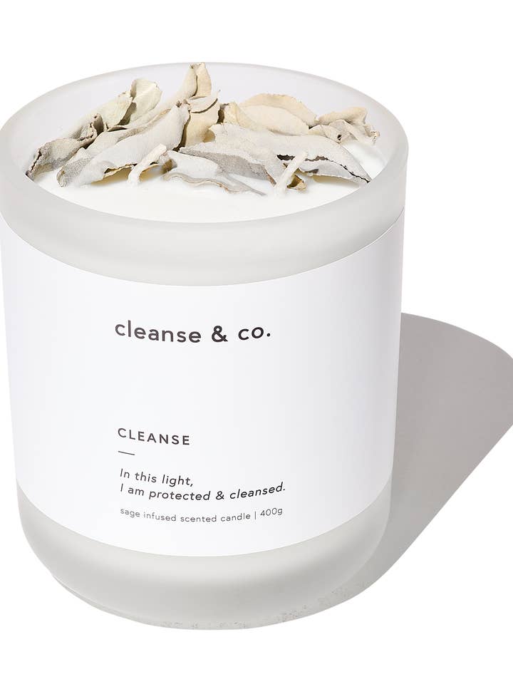 Sage Cleanse Intention Candle for wholesale by Cleanse & Co.