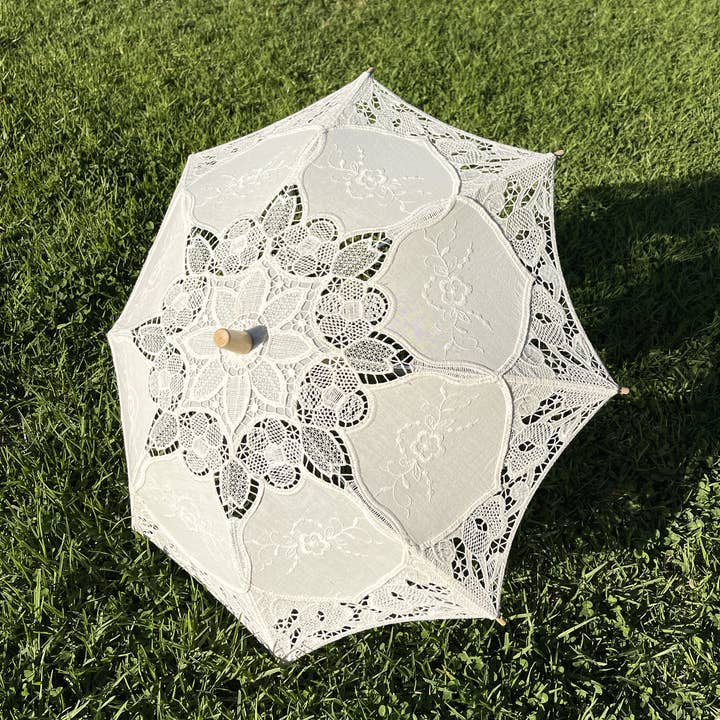 Floris Linens - Vente Parapluie – enfant - Ombrelle en dentelle de coton pour enfant1