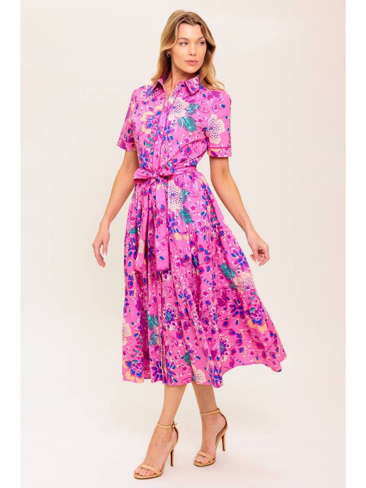 PINK PURPLE A printed woven midi dress - ID22375 for wholesale on Faire
