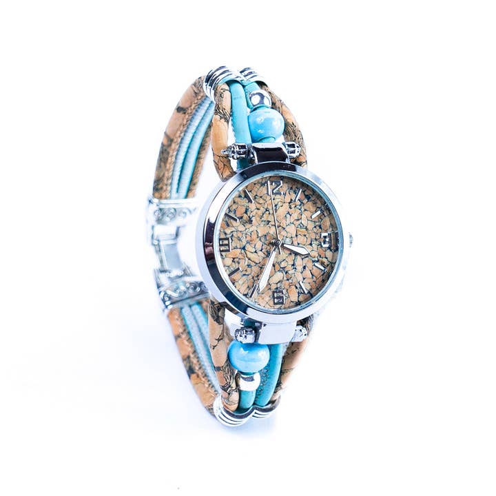 Meninas Bonitas Cork – wholesale Woven/braided bracelet – Colored Cork Threads and Ceramic Beads Handmade watch WA-449