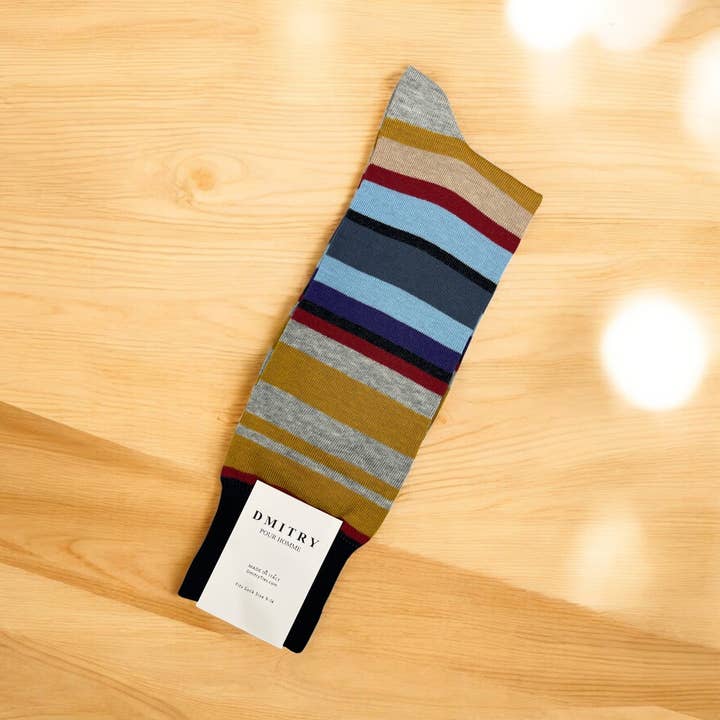 DMITRY Ties – Großhandel Socken – Herren – DMITRY Mehrfarbig Gestreifte Socken aus mercerisierter Baumwolle, Hergestellt in Italien0
