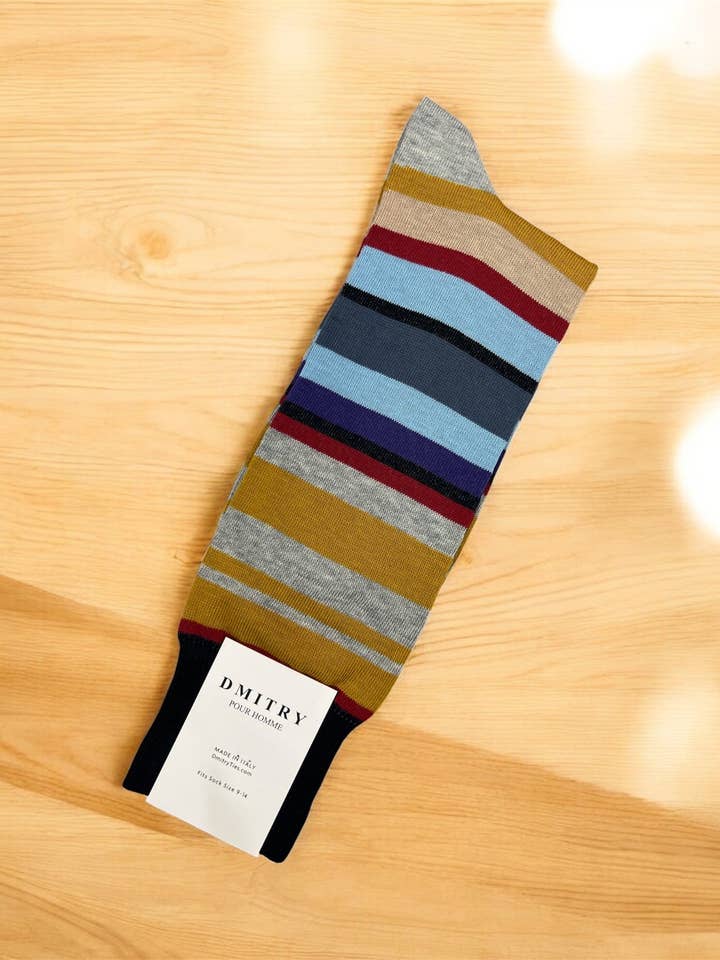 DMITRY Multi Striped Made in Italy Mercerized Cotton Socks for wholesale by DMITRY Ties