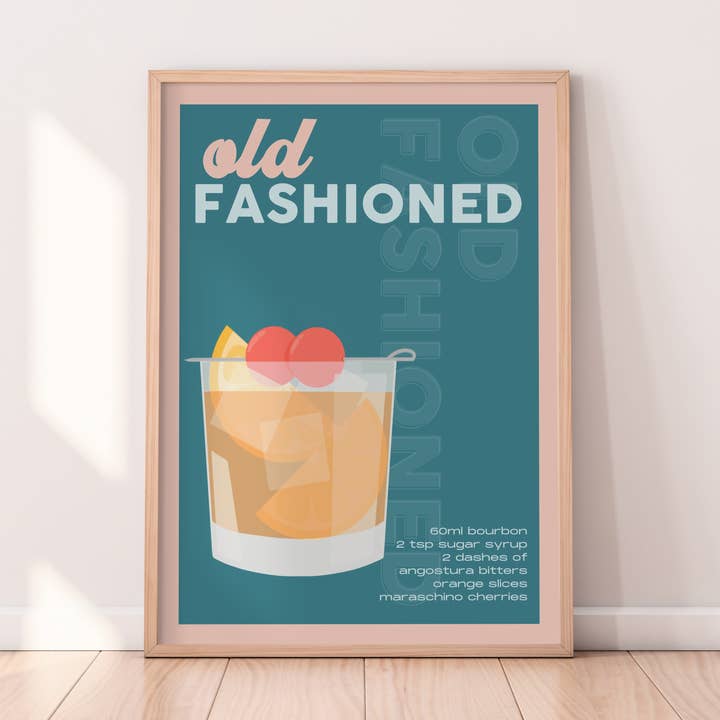 Imprimer une recette de cocktail à l'ancienne pour la vente par Alaina Creates