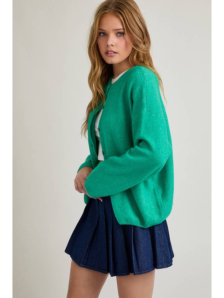 LE LIS - Wholesale Cardigan - Women's - LONG SLEEVE CREW NECK SWEATER CARDIGAN73