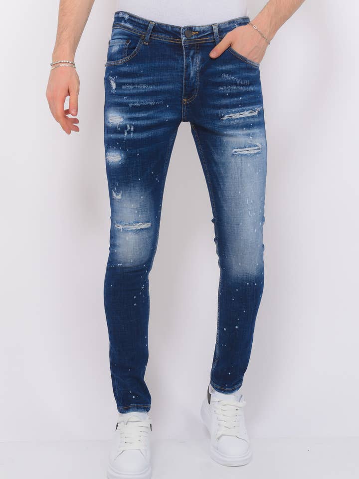 Stretch Denim With Paint Men'S - Slim Fit -1074 for wholesale by Local Fanatic