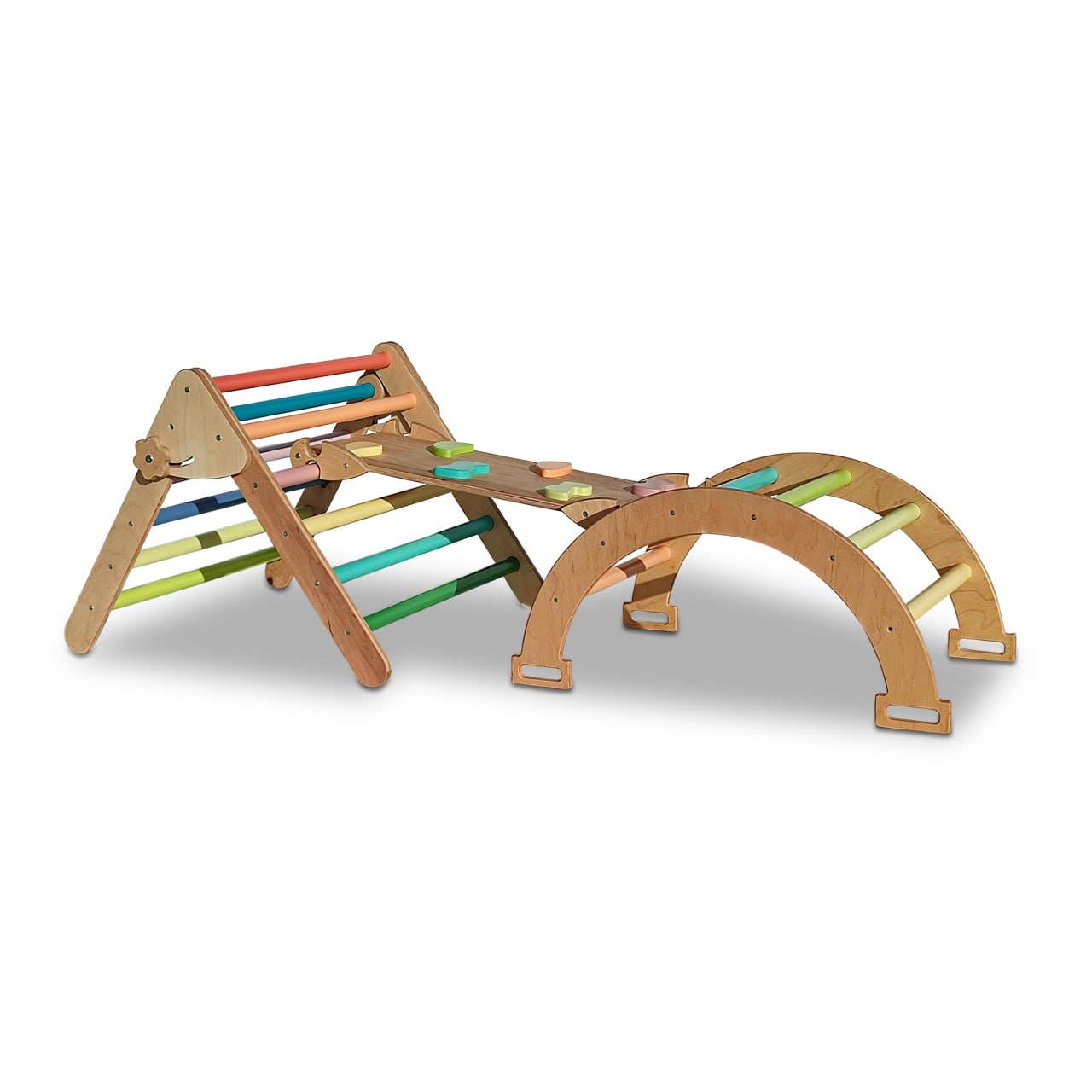 Farnora Decor – wholesale Träleksak - Barn – Montessori Lekgym för barn Set (båg+ramp+bräda) Pastell Min1