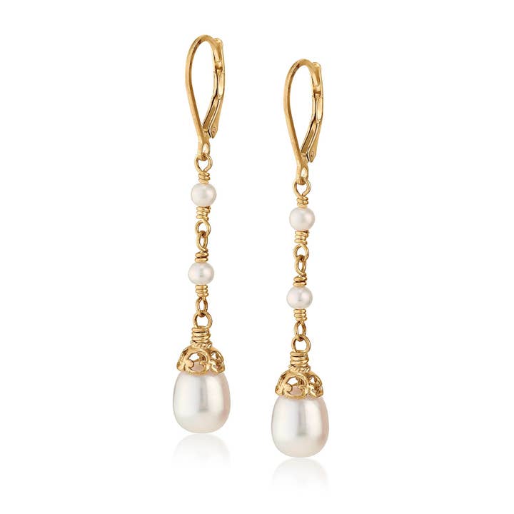 Brincos Triplos Pérolas em Brincos Vermeil em Ouro 18k por atacado de Anatoli Jewelry