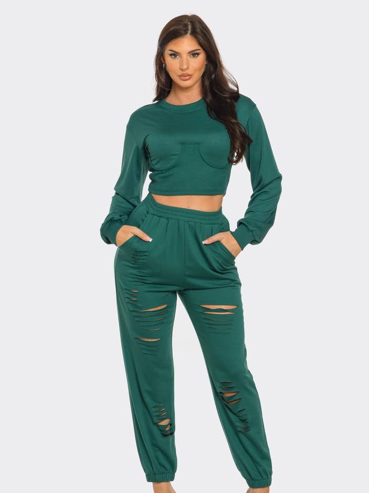 Julia by LoveJ – Großhandel Set aus Oberteil und Hose (NICHT Loungewear) – Damen – Set aus festem Top mit Rundhalsausschnitt und lasergeschnittener Hose19