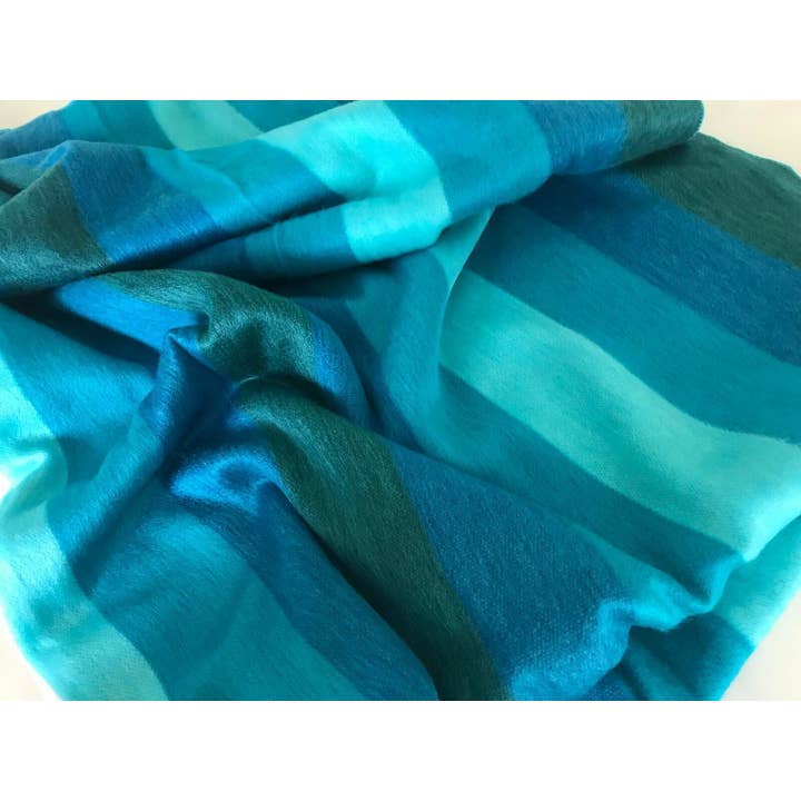 ECUALAMA - Wholesale Throw blanket - Soft & Warm Baby Alpaca Wool Throw Blanket / Sofa Cover - Queen 90" x 65" - thick stripes pattern blue-torquoise6