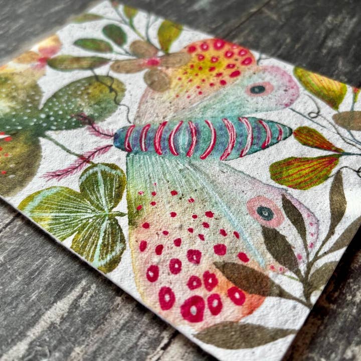 Erika's Whimsical Art – wholesale Birthday card – Plantable Seed Paper Birthday Moth Card, Blank Inside 4