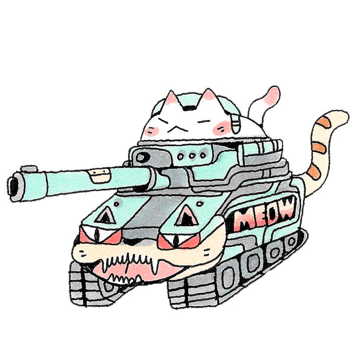 Cat Tank Sticker for wholesale by Dalton Doodles