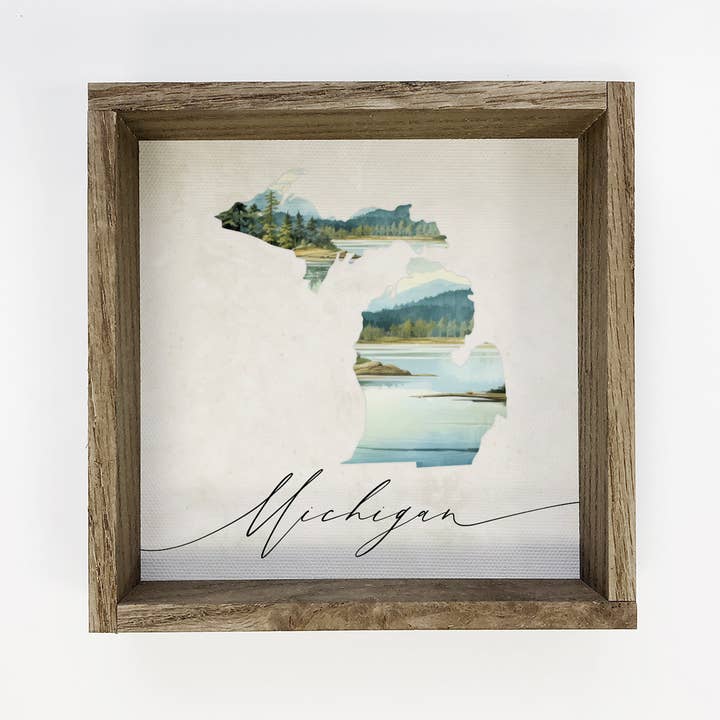 Hangout Home - Wholesale Sign - Michigan State Silhouette Painting - State Canvas Art