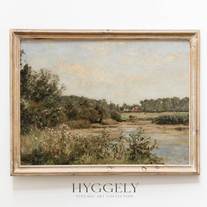 Vintage Classic Landscape View | Muted Stream Art Print L110 for wholesale by Hyggely US