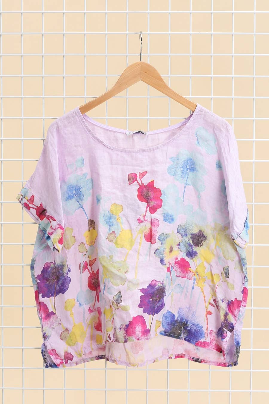 la maison des fibres naturelles – wholesale T-shirt – women's – Round neck printed linen T-shirt 23310 100% LINEN13