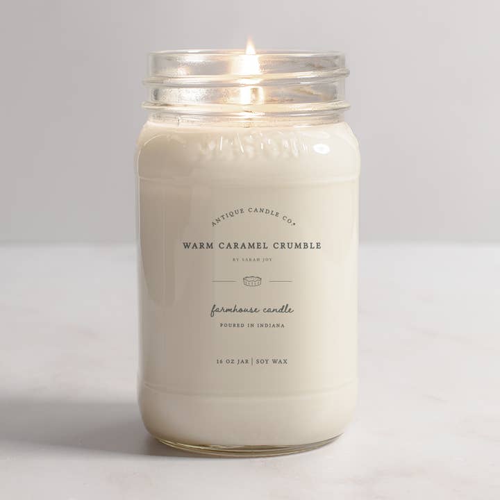 Warm Caramel Crumble - Soy Wax Mason Jar Candle for wholesale by Antique Candle Co.®